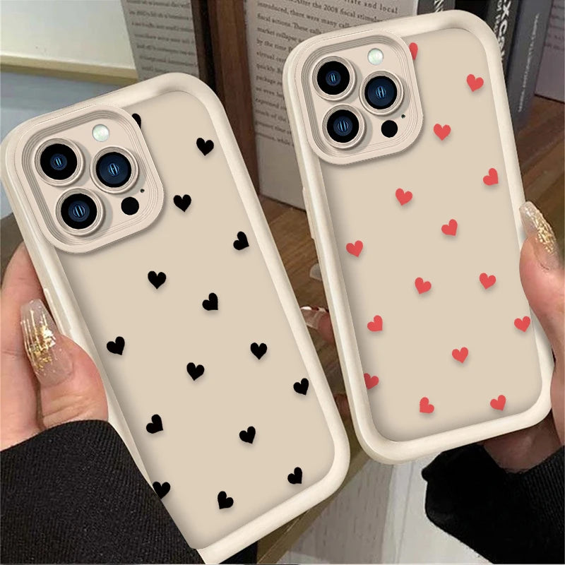 Black Small Love Heart Soft Phone Case For iPhone