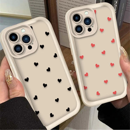 Black Small Love Heart Soft Phone Case For iPhone
