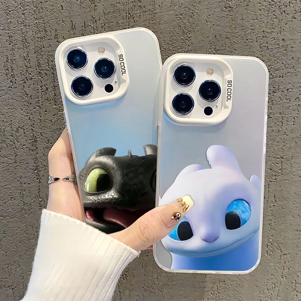Lovely Couple Toothless Fury Dragon Phone Case For iPhone