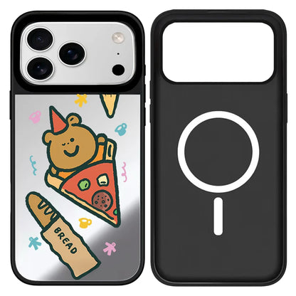 Cartoon Chef Bear Mirror Surface Black Border Magnetic Phone Case For iPhone