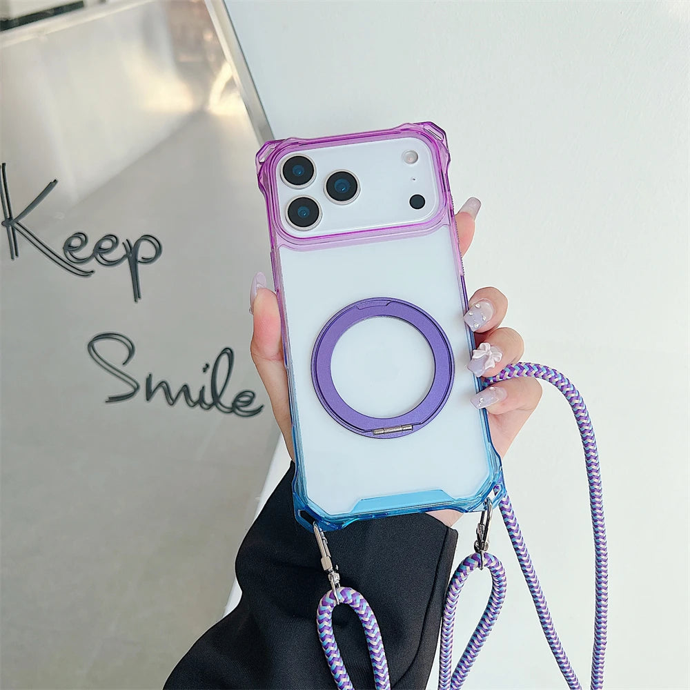 Metal Magnetic Holder Gradient Case For iPhone