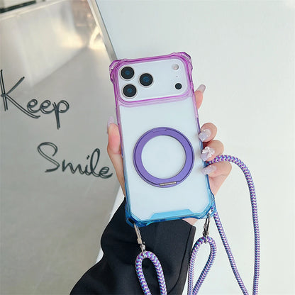 Metal Magnetic Holder Gradient Case For iPhone