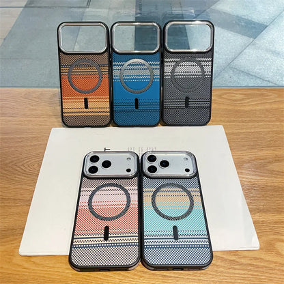 Luxury Colorful Striped Carbon Fiber Texture Magnetic Phone Case For iPhone