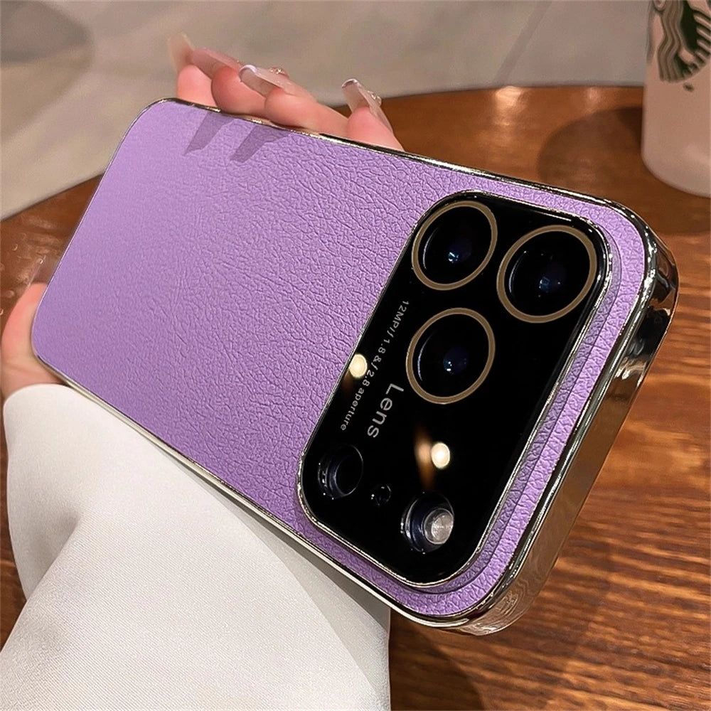 Original Litchi Leather Texture Phone Case For iPhone