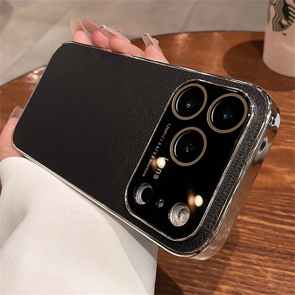 Original Litchi Leather Texture Phone Case For iPhone
