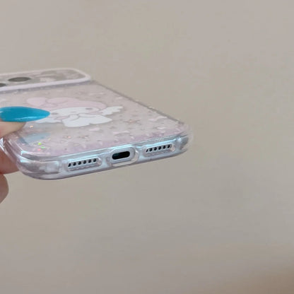Luxury My Melody Phone Case Large Sparkle Window Lens Protector Shockproof Transparent Soft Cover For iPhone