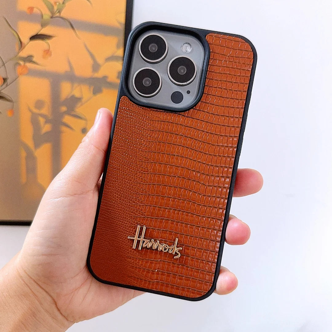 Luxury 3D Letter Retro Lizard Pattern Leather Case For iPhone