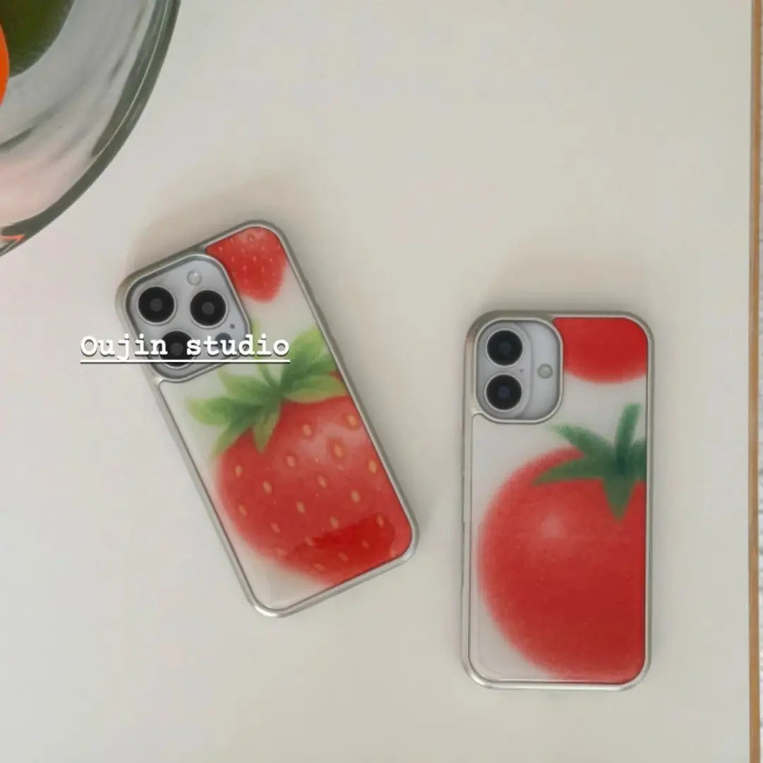 Ins Korean Red Fruit Strawberry Tomato Phone Case For iPhone