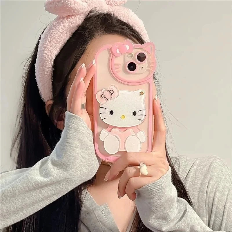 Hello Kitty Kawaii Head Mirror Phone Case For iPhone