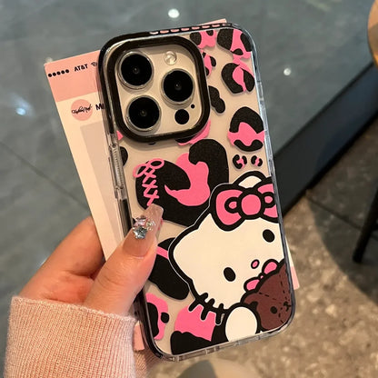 Hello Kitty Leopard Print Bow Phone Case For iPhone