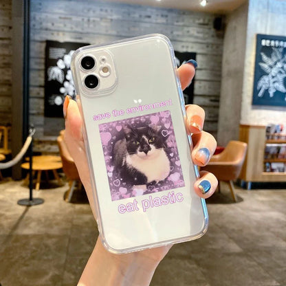 Funny Cat Meme Transparent Phone Case