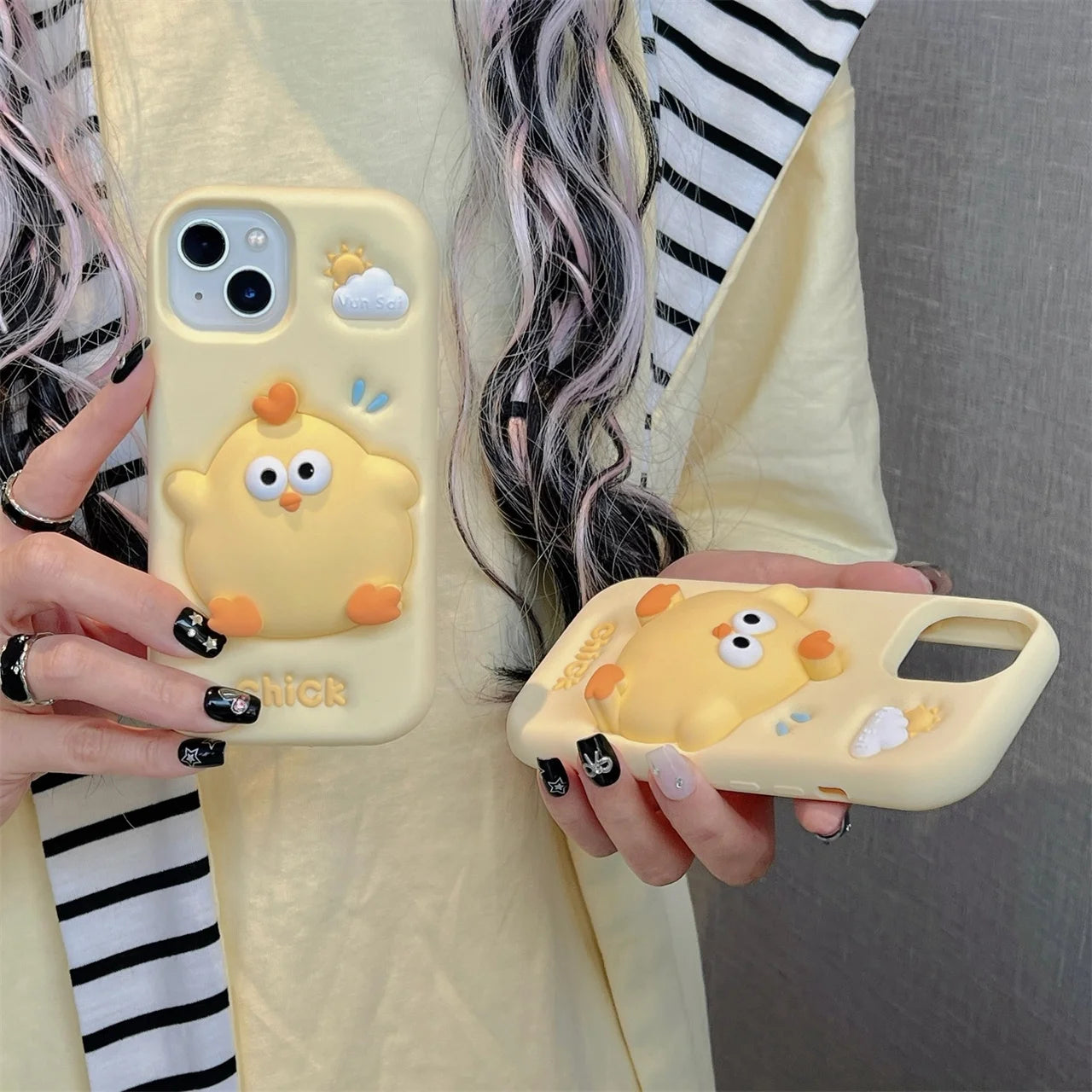 Special Stress Relief Silicone Anti-Drop Case For Bright Yellow Chickens Cartoon Cute For iPhone