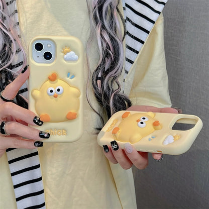 Special Stress Relief Silicone Anti-Drop Case For Bright Yellow Chickens Cartoon Cute For iPhone