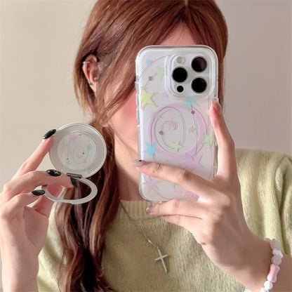 Cute Star Magnetic Rotating Stand Holder Phone Case