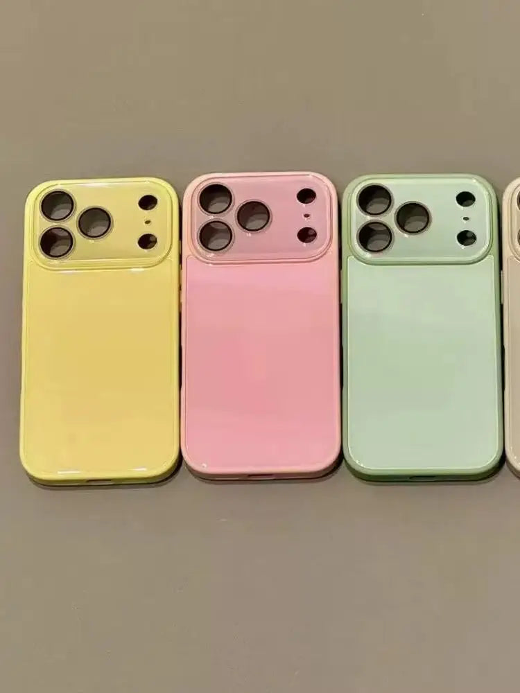 Tempered Glass Candy Color Hard Case For iPhone