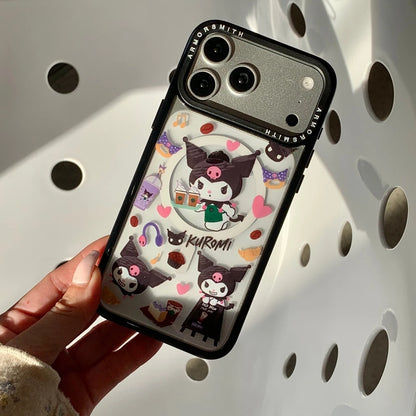 Cute Cartoon Sanrio Kuromi Magnetic Holder Magsafe Wireless Charge Phone Case For iPhone