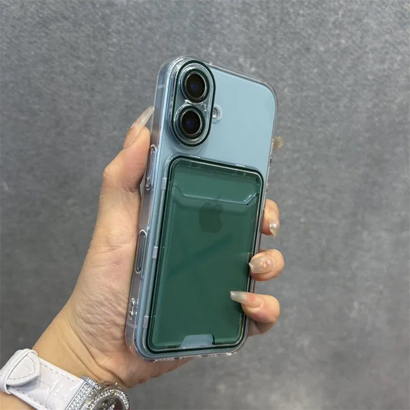 Transparent Card Holder Slot Case  For iPhone