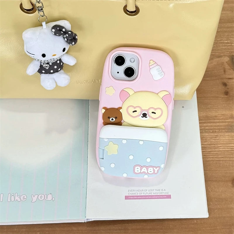 New 3D Rilakkuma Phone Holder Case For iPhone