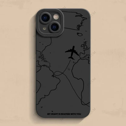 Trave l- Nspired Airplane Route Desian Phone Case For iPhone