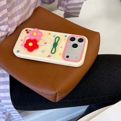 Cute 3D Flower Charm Silicone Phone Case For iPhone