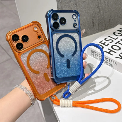 Glitter For Magsafe Lanyard Plating Case  For iPhone