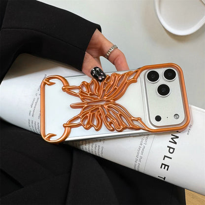 Orange 3D Butterfly Hollow Dissipate Heat Phone Case For iPhone