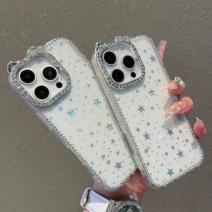 Luxury Cute Cat Bling Diamond Camera Protector Phone Case