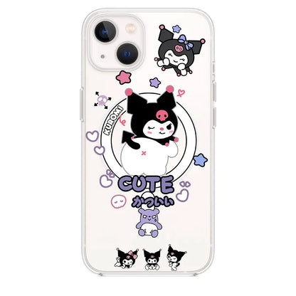 Korean Cartoon Hello Kitty Kuromi Bracket Magnetic Phone Case For iPhone