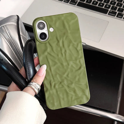 Army Green Wrinkled Pattern Matte Back Phone Case