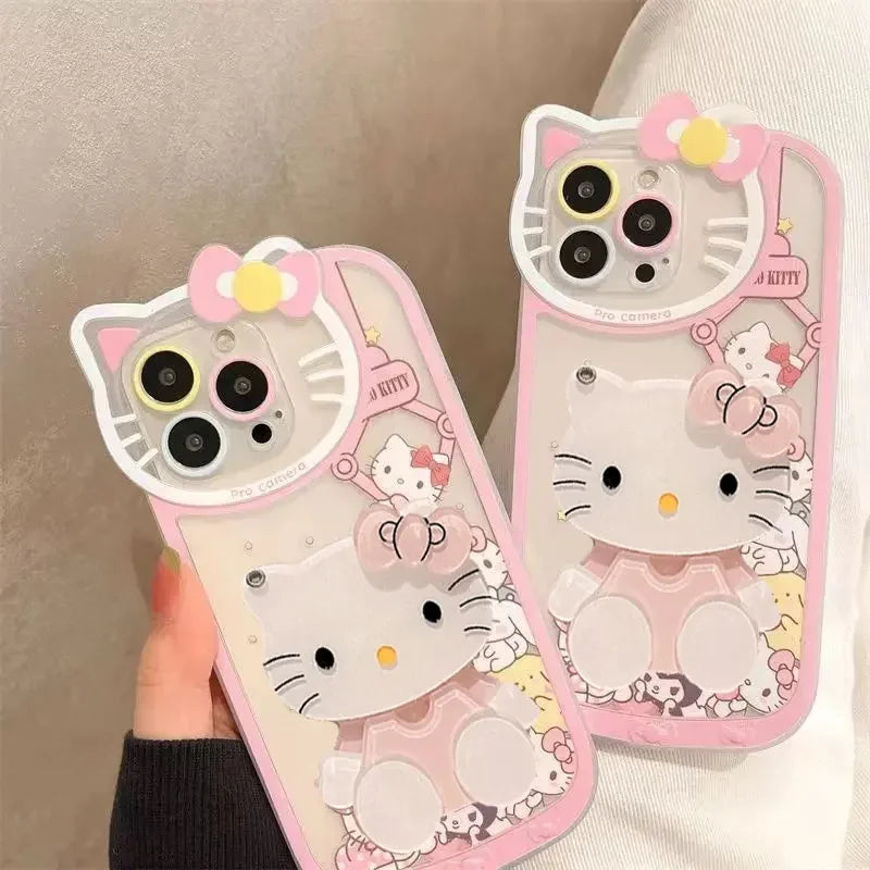 Hello Kitty Kawaii Makeup Mirror Phone Case For iPhone