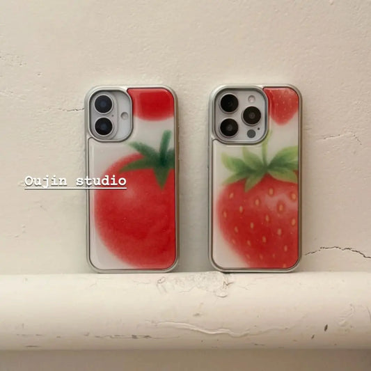 Ins Korean Red Fruit Strawberry Tomato Phone Case For iPhone