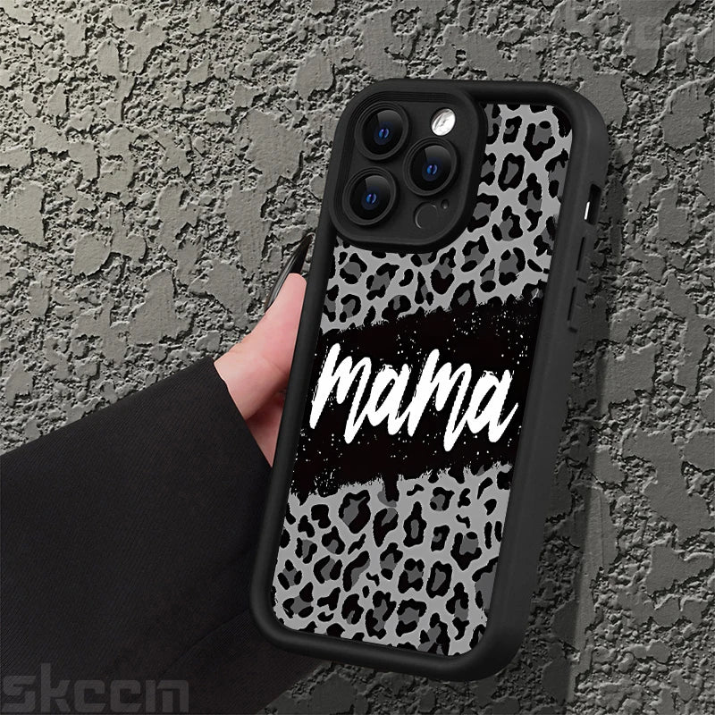 Leopard Print Mom Letter Patter Phone Case For iPhone