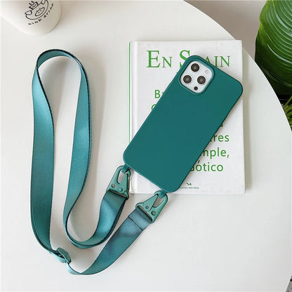 Crossbody Lanyard Matte Silicone Soft For Case iPhone