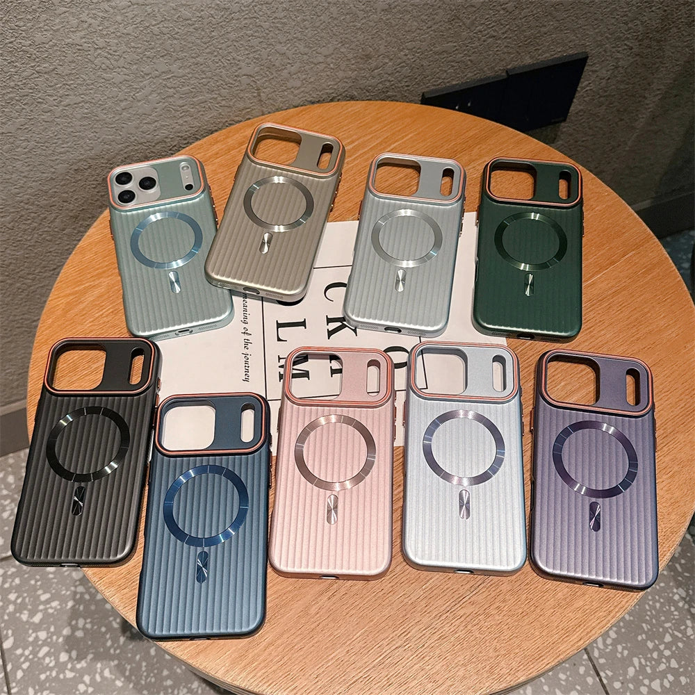Luxury Striped Matte Magnetic Phone Case For iPhone