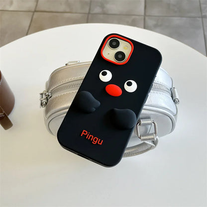 Kawaii 3D Cartoon Funny Penguin Phone Case For iPhone