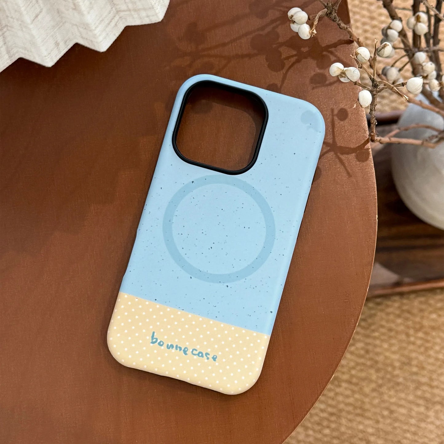 Korean Splash-ink Polka Dot Splicing Magnetic Phone Case For iPhone