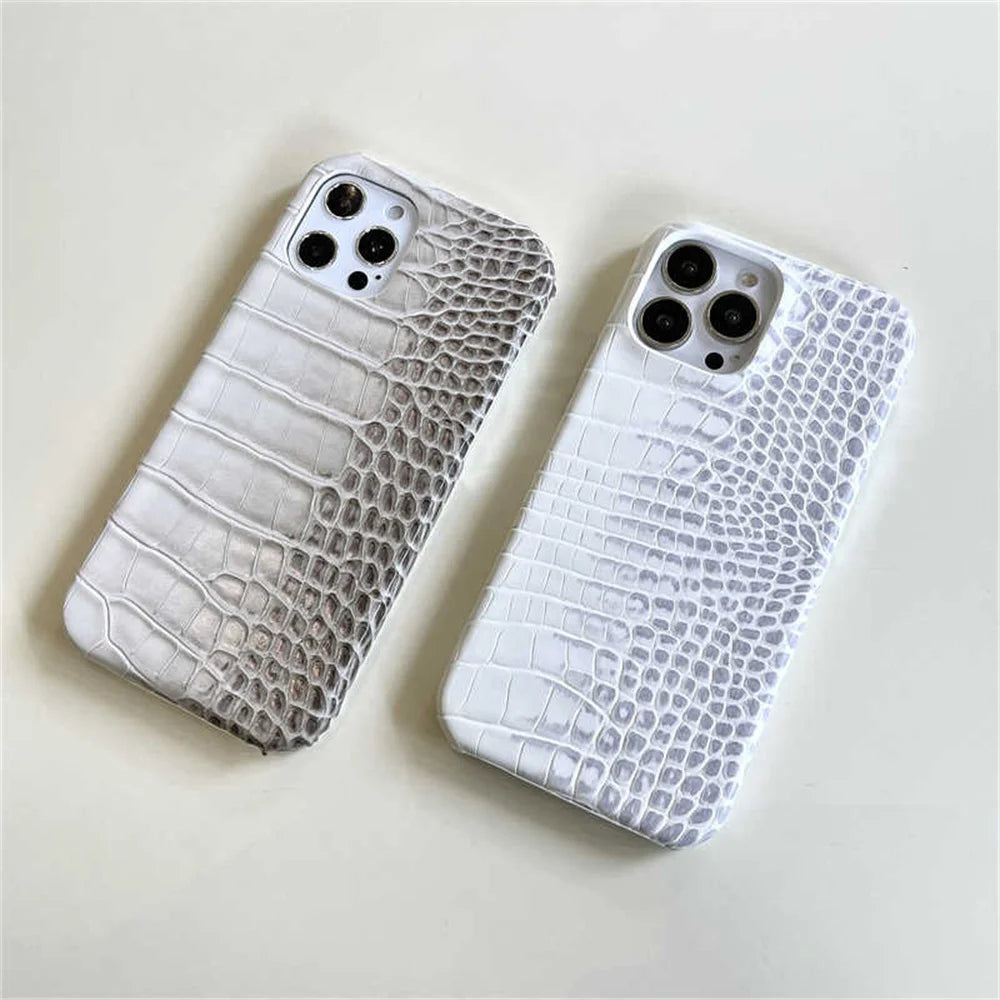 Luxury Fashion Crocodile Pu Leather Electroplated Phone Case