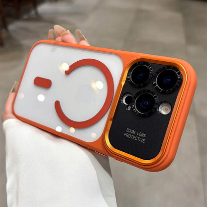 Luxury Magnetic Slim Matte Metal Lens Protector Phone Case For iPhone