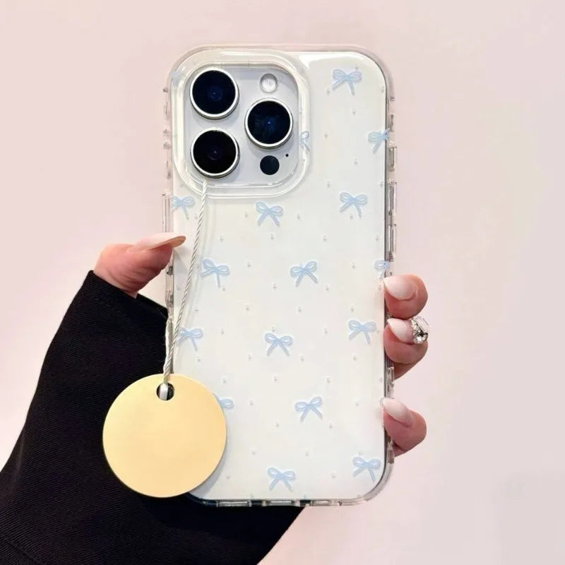 Cute Blue Bow Polka Dot Phone Case For iPhone