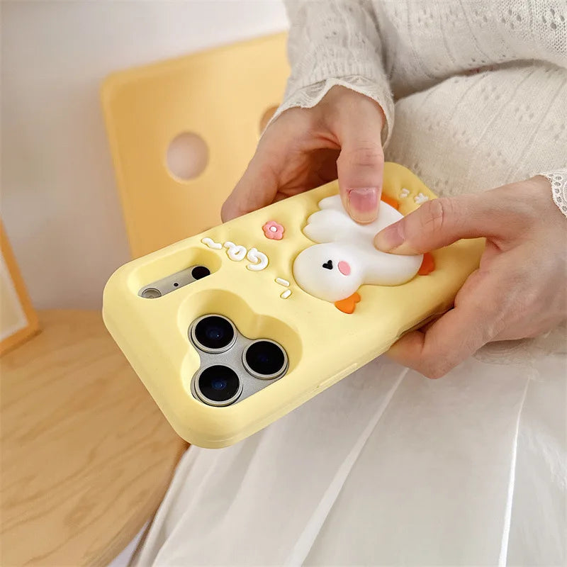 Cute Cartoon Duck Silicone Phone Case For iPhone