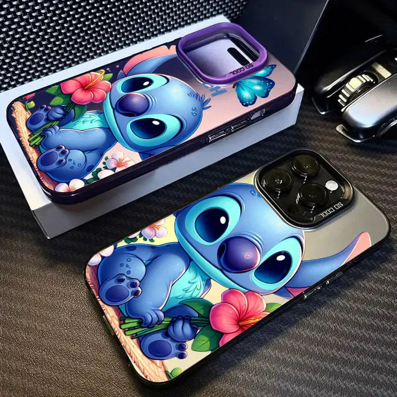 Disney Cute Stitch Flower Love Phone Case For iPhone