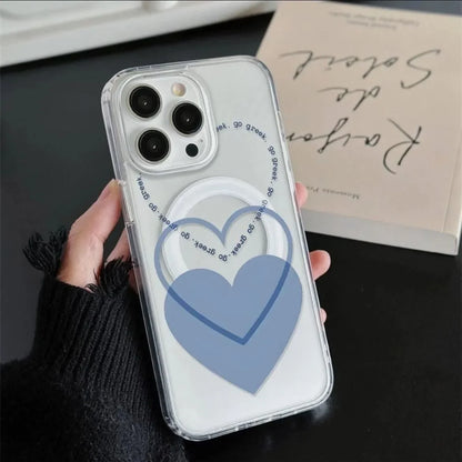 Blue Flower Love Magsafe Magnetic Phone Case For iPhone