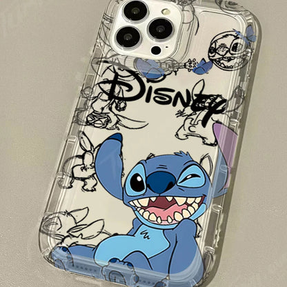 Disney Stitch Clear Phone Case Cute Protective Printing Cover For iPhone