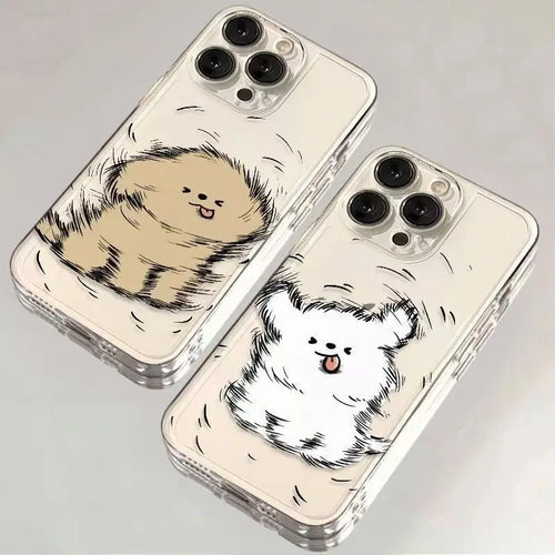 Cute Cartoon Puppy Couple Phone Case
