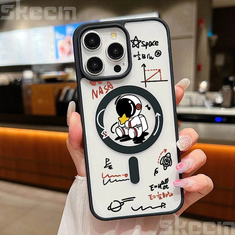 Magnetic Astronaut Clear Phone Case For iPhone
