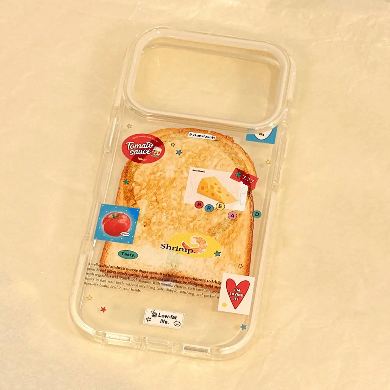 Korean Toast Pattern With Fried Egg Love Heart Bracket Magnetic Phone Case For iPhone