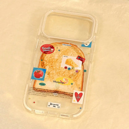 Korean Toast Pattern With Fried Egg Love Heart Bracket Magnetic Phone Case For iPhone