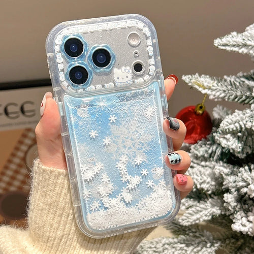Flower Flowing Sand Snowman Kitty Snowflake Soft Cover For iPhone
