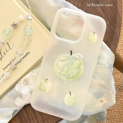 Korean Oil Painting Green Apple Pattern Phone Case For iPhone