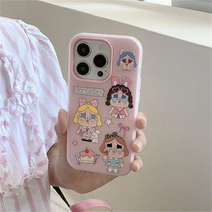 Fashion Cute Pink Cry Girl Phone Case For iPhone